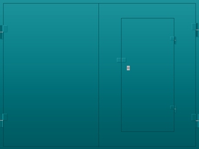 Гаражные ворота с калиткой RAL 5018